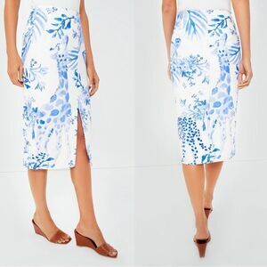 BNWT Tuckernuck X LouLou Baker White Blue Painted Safari Willa Midi Skirt Sz S